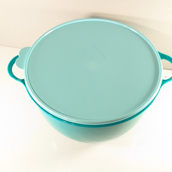Retired 14L TUPPERWARE Thatsa JUMBO Bowl, large mixing bowl Teal / light blue - Picture 10 of 13